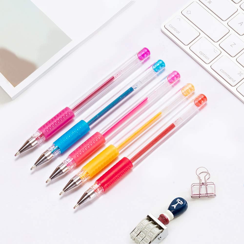 Heali Wonder Glitter Gel Pens, 1.0mm Rollerball Tip Color Glitter Gel Pen for Coloring Bullet Journal, Pack Assorted Colors