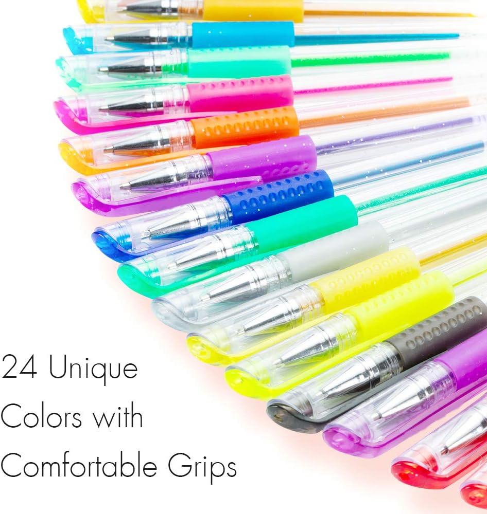Heali Wonder Glitter Gel Pens, 1.0mm Rollerball Tip Color Glitter Gel Pen for Coloring Bullet Journal, Pack Assorted Colors