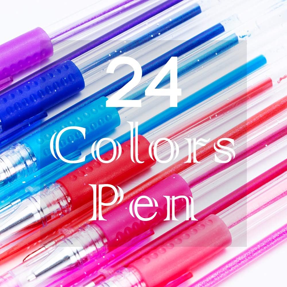 Heali Wonder Glitter Gel Pens, 1.0mm Rollerball Tip Color Glitter Gel Pen for Coloring Bullet Journal, Pack Assorted Colors