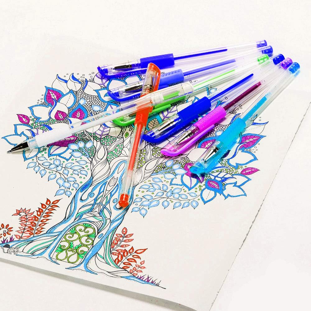 Heali Wonder Glitter Gel Pens, 1.0mm Rollerball Tip Color Glitter Gel Pen for Coloring Bullet Journal, Pack Assorted Colors