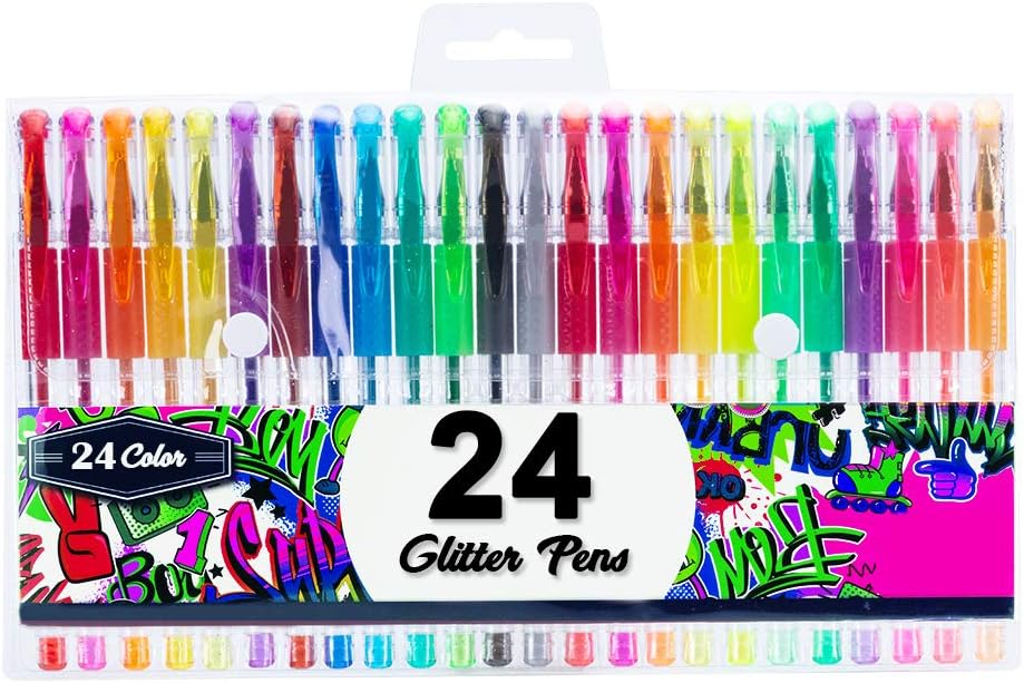 Heali Wonder Glitter Gel Pens, 1.0mm Rollerball Tip Color Glitter Gel Pen for Coloring Bullet Journal, Pack Assorted Colors